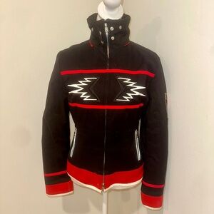 Sporty Bogner Black with Red & White Accents Ski Jacket Size 8